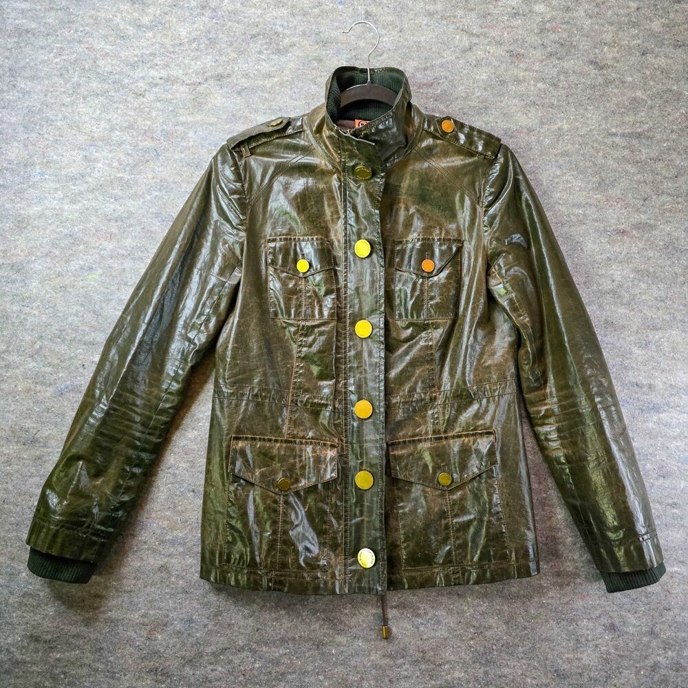 Tory Burch Brown Distressed 'Sacher' Coat/ Jacket Faux Leather Womenss Sz 4